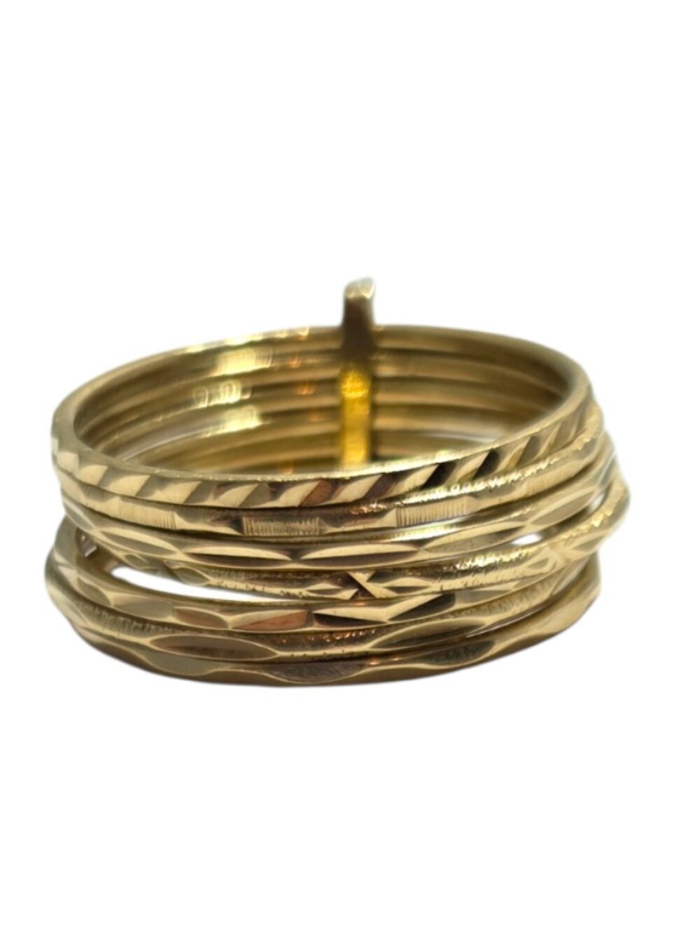 16K Yellow Gold Diamond-Cut Semanario Ring Size 5.5 #25074